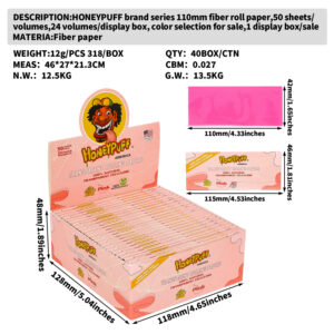 Factory direct sales HONEYPUFF brand series 110mm fiber roll paper display box packaging