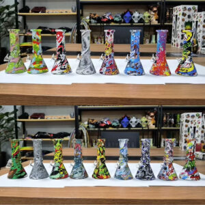 Bottle body 64MM*150MM, 195g, optional metal or glass pipe, glass pattern style glossy, optional pattern